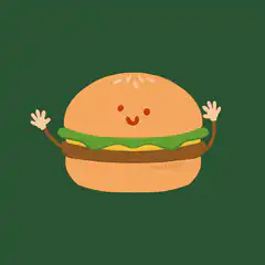 Happy cartoon burger with arms