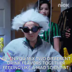 Mad scientist mixing drink flavors