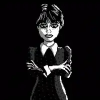 pixel art woman raises finger