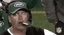 New York Jets coach mouth agape