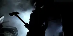 Michael Myers silhouette with axe