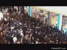 Crowd of people in a mall