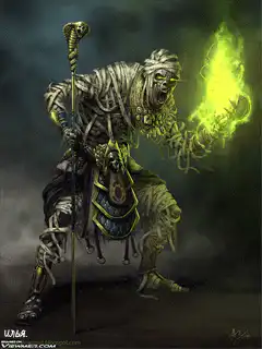 Mummy casting green magic