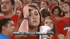 Woman reacts to sports game