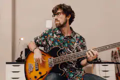 Man playing bass guitar