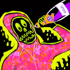 neon skull hoodie drinking