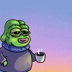 Pepe holding coffee good morning