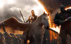 Arya Stark on a winged horse in Game of Thrones