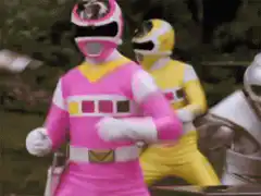 Pink Ranger gives thumbs up with LFG text