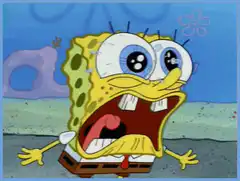 SpongeBob screaming with wide eyes