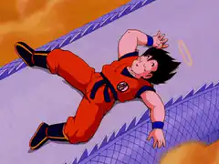 Goku lying on his back with halo