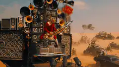 Mad Max Furiosa playing flaming guitar