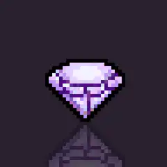 pixel art purple diamond with green smoke
