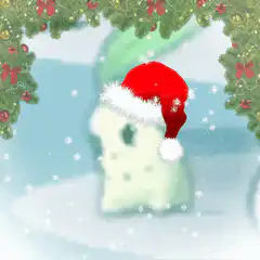 snowman wearing santa hat