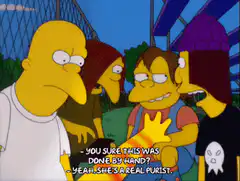 Homer and Lisa discuss a hand-drawn painting