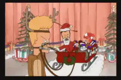 Dwight as reindeer pulling Santa