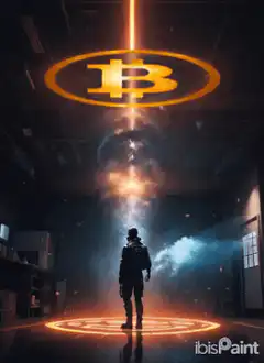 Bitcoin symbol beam on person