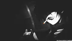 Anime character smoking in dark