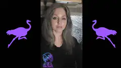 Lisa Simpson with purple ostriches