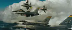 F-16 fighter jets flying in formation