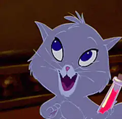 Blue Cat Holding Vial Laughing
