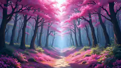 pink forest path