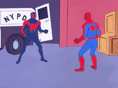 Spider-Man and Miles Morales standoff