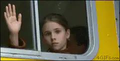 Girl flips off bus window