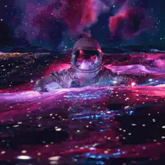 Astronaut swimming in galaxy water