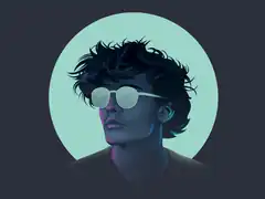 Cool guy with sunglasses in circle