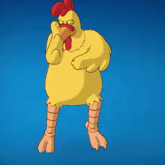 Chicken dancing on blue background