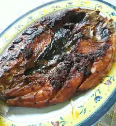 burnt grilled fish on plate