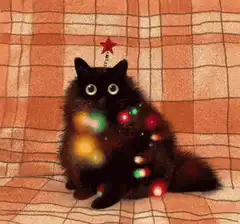 black cat christmas lights
