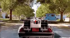 DeLorean time machine takes off