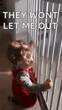 Toddler behind bars crying