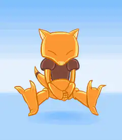 Fox character sitting and jumping