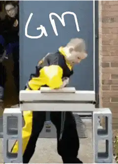 Kid breaks brick with karate chop