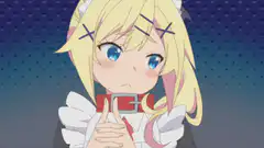 anime girl maid blushes then cheers