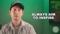 Man Nods With Always Aim To Inspire Text