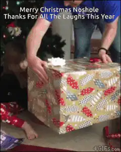 Girl opens giant empty Christmas present