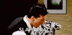 Woman slapping man in face