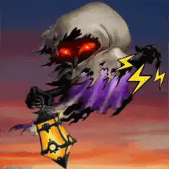 Ghost with lantern firing laser eyes