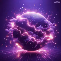 Purple Planet with Lightning