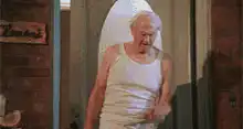 Old man steps on glass, friends laugh