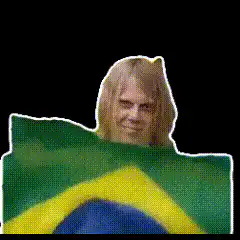 Bill Nye Peeking Over Brazilian Flag