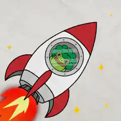 Pepe the Frog in a rocket ship