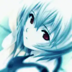 blue hair anime girl close up