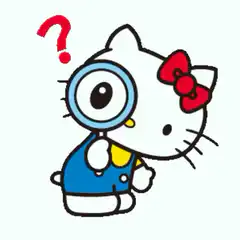 Hello Kitty looking through magnifying glass