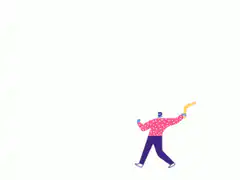 Person throwing a yellow boomerang