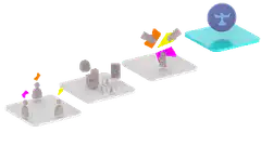 3d isometric data flow animation